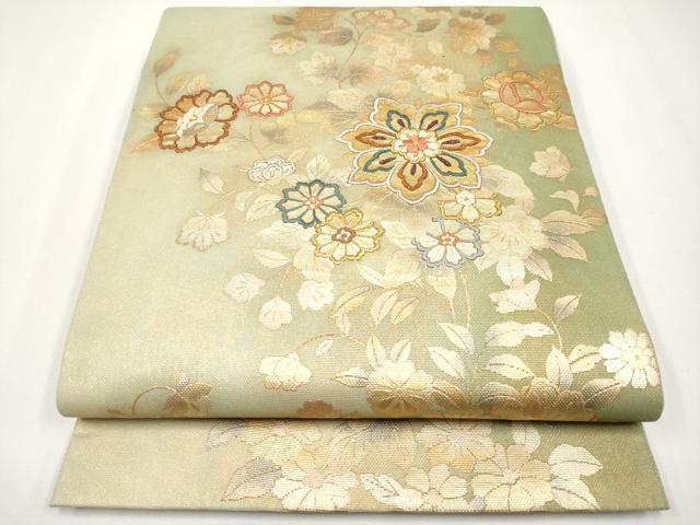 平和屋着物＊夏物 六通柄袋帯 刺繍 枝花文 金彩 正絹 逸品 CABG3491tx