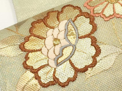 平和屋着物＊夏物 六通柄袋帯 刺繍 枝花文 金彩 正絹 逸品 CABG3491tx