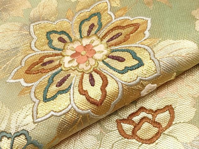 平和屋着物＊夏物 六通柄袋帯 刺繍 枝花文 金彩 正絹 逸品 CABG3491tx
