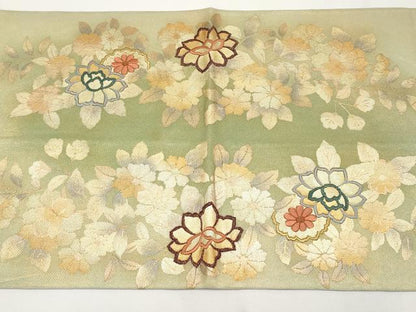 平和屋着物＊夏物 六通柄袋帯 刺繍 枝花文 金彩 正絹 逸品 CABG3491tx