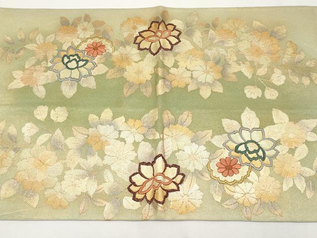 平和屋着物＊夏物 六通柄袋帯 刺繍 枝花文 金彩 正絹 逸品 CABG3491tx