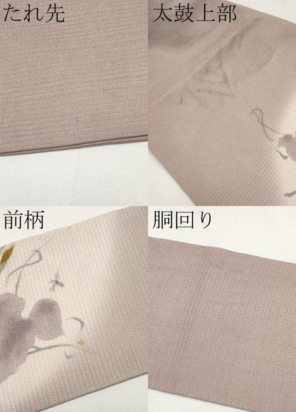 平和屋着物＊夏物　九寸名古屋帯　絽縮緬　朝顔　正絹　逸品　CABG3497tx