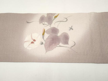 平和屋着物＊夏物　九寸名古屋帯　絽縮緬　朝顔　正絹　逸品　CABG3497tx