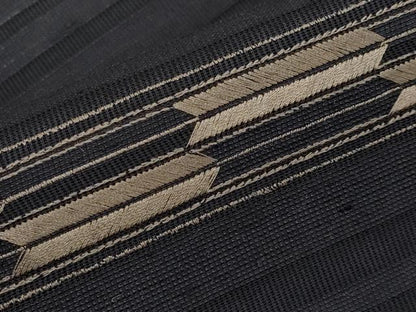 平和屋着物＊京都・西陣 織元ブランド 秦流舎　夏物　九寸名古屋帯　紗真綿　総刺繍　矢絣　黒地　上代98万　反端付　正絹 逸品 CABG3498tx