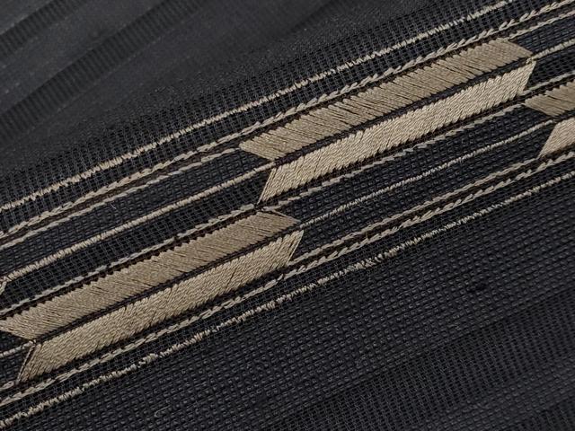 平和屋着物＊京都・西陣 織元ブランド 秦流舎　夏物　九寸名古屋帯　紗真綿　総刺繍　矢絣　黒地　上代98万　反端付　正絹 逸品 CABG3498tx