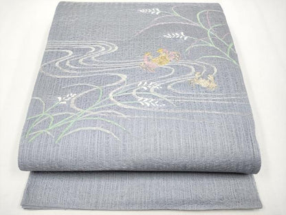 平和屋着物＊夏物 太鼓柄袋帯 すくい織 蟹 カニ 金銀糸 正絹 逸品 未使用 CABG3512tx