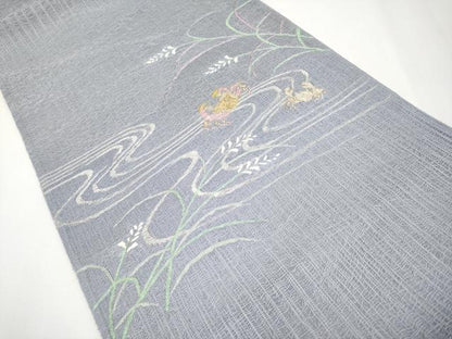 平和屋着物＊夏物 太鼓柄袋帯 すくい織 蟹 カニ 金銀糸 正絹 逸品 未使用 CABG3512tx