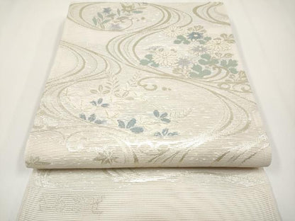 平和屋着物＊夏物 六通柄袋帯 さわかぜ 銀糸 正絹 逸品 未使用 CABG3519tx