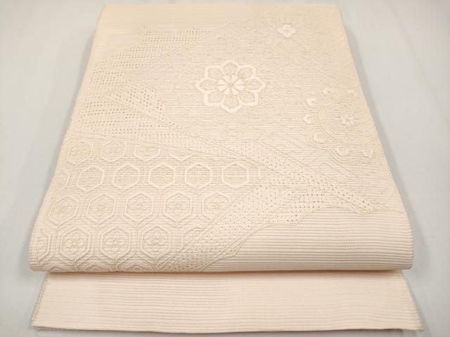 平和屋着物＊夏物　中国三大刺繍　スワトウ刺繍　総刺繍　太鼓柄袋帯　正倉院花文　虹色　正絹　逸品　CABG3524tx
