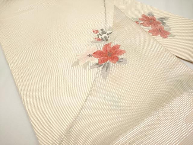 平和屋着物＊夏物　九寸名古屋帯　枝花文　正絹　逸品　CABG3532tx