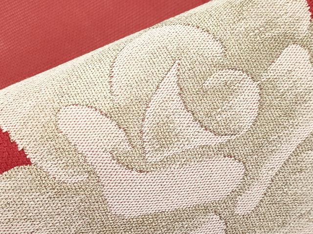 平和屋着物＊夏物　九寸名古屋帯　バラ　金糸　正絹　逸品　未使用　CABG3534tx