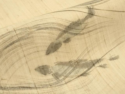 平和屋着物＊夏物　九寸名古屋帯　手描き　魚　正絹　逸品　CABG3538tx