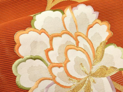 平和屋着物＊夏物　八寸名古屋帯　絽綴れ　駒刺繍　牡丹唐草文　正絹　逸品　CABG3540tx