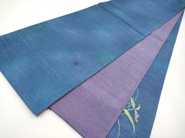 平和屋着物＊夏物 太鼓柄袋帯 作家物 手描き 紬地 草花文 正絹 逸品 CABG3548tx