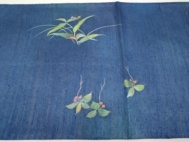 平和屋着物＊夏物 太鼓柄袋帯 作家物 手描き 紬地 草花文 正絹 逸品 CABG3548tx