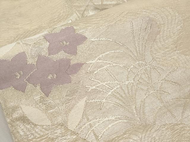 平和屋着物＊夏物 六通柄袋帯 流水草花文 銀糸 正絹 逸品 CABG3559tx
