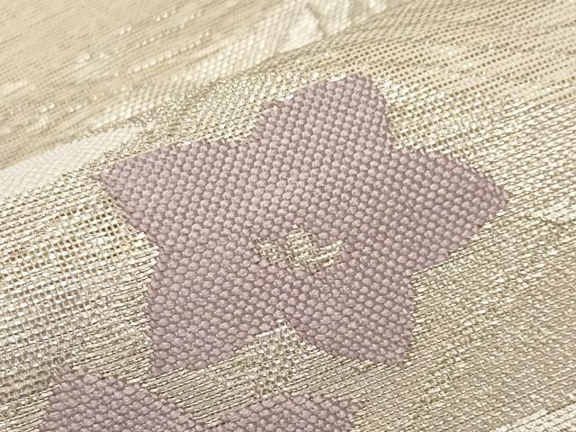 平和屋着物＊夏物 六通柄袋帯 流水草花文 銀糸 正絹 逸品 CABG3559tx
