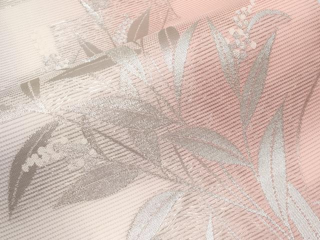 平和屋着物＊夏物 六通柄袋帯 草花文 銀糸 正絹 逸品 CABG3566tx