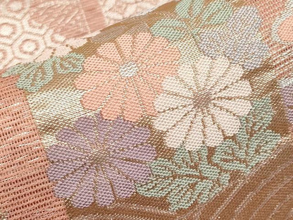平和屋着物＊夏物 西陣 まいづる謹製 六通柄袋帯 銀波 短冊花文 金銀糸 証紙付き 正絹 逸品 未使用 CABG3575tx