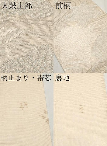 平和屋着物＊夏物 六通柄袋帯 紫陽花 銀糸 正絹 逸品 CABG3579tx