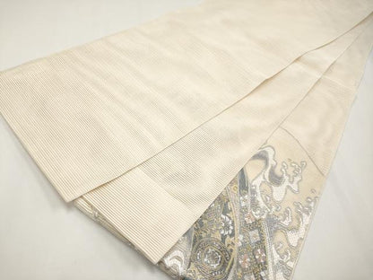 平和屋着物＊夏物 太鼓柄袋帯 絽綴れ 絽刺し 区限刺繍 立波更紗花文 金銀糸 正絹 逸品 CABG3580tx