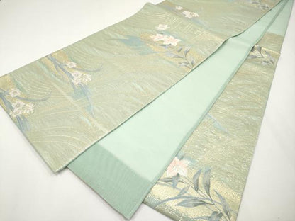平和屋着物＊夏物 六通柄袋帯 枝花文 金糸 正絹 逸品 未使用 CABG3586tx