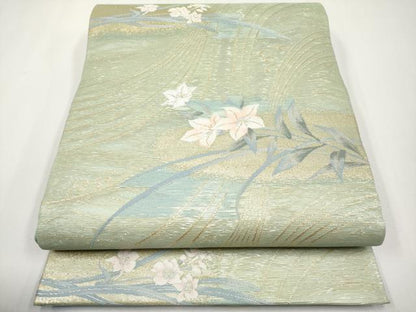 平和屋着物＊夏物 六通柄袋帯 枝花文 金糸 正絹 逸品 未使用 CABG3586tx