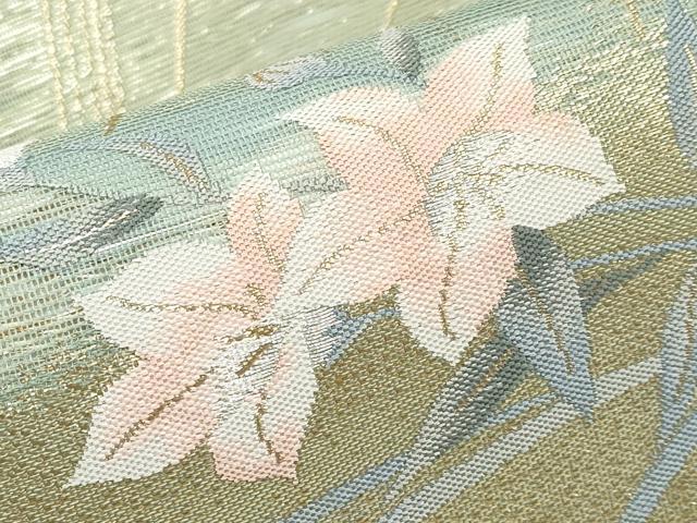 平和屋着物＊夏物 六通柄袋帯 枝花文 金糸 正絹 逸品 未使用 CABG3586tx