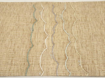 平和屋着物＊夏物 両面 太鼓柄袋帯 櫛織 枝葉文 銀糸 正絹 逸品 未使用 CABG3587tx