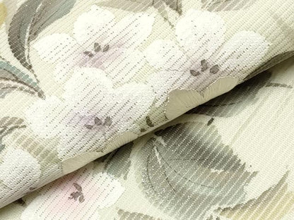 平和屋着物＊夏物 太鼓柄袋帯 作家物 手描き 刺繍 草花文 銀彩 正絹 逸品 未使用 CABG3595tx