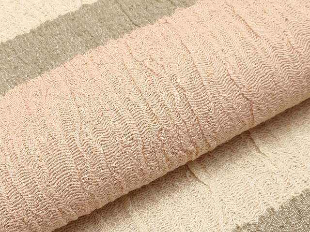 平和屋着物＊夏物 ひなや工房 くむ・あむ・おる 伊豆蔵明彦 全通柄 京袋帯 横段文 正絹 逸品 未使用 CABG3600tx