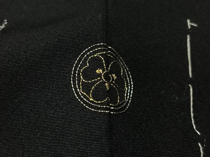 平和屋着物＃羽織　総刺繍　扇面花文　黒地　金銀糸　正絹　逸品　未使用　CABG3603ua