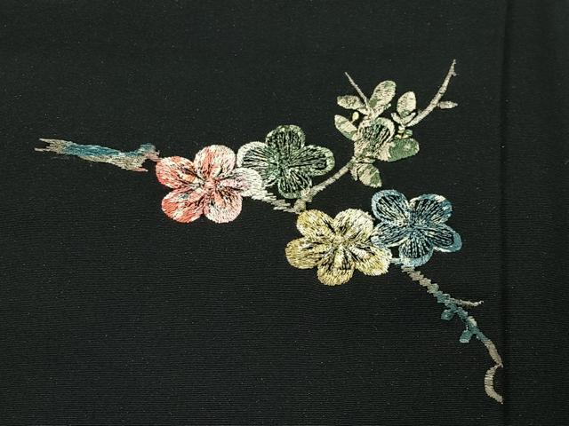 平和屋着物＃羽織　総刺繍　枝梅文　黒地　金糸　正絹　逸品　CABG3607ua