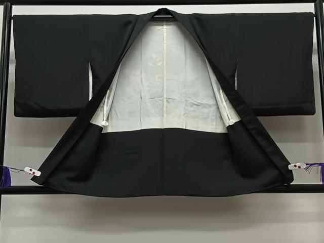 平和屋着物＃羽織　南天文　黒地　正絹　逸品　CABG3611ua