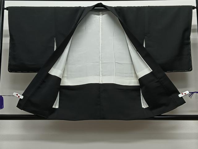 平和屋着物＃羽織　草花文　黒地　金彩　正絹　逸品　未使用　CABG3612ua