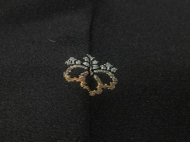 平和屋着物＃羽織　寿光織　扇面花文　黒地　金銀糸　正絹　逸品　CABG3616ua