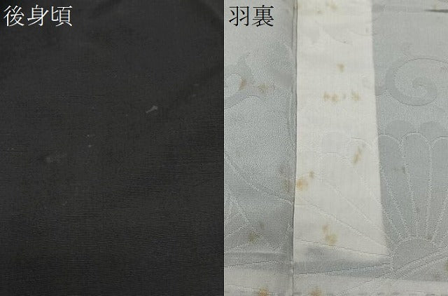 平和屋着物＃羽織　紬地　総刺繍　草花文　黒地　正絹　逸品　CABG3617ua
