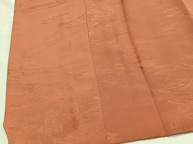 平和屋着物＃道行コート　霞亀甲地紋　黄丹色　正絹　逸品　CABG3618ua