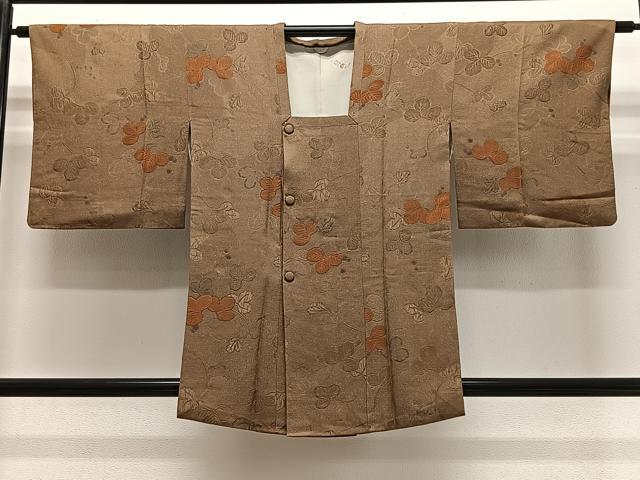 平和屋着物＃道行コート　地紋起こし　葡萄蔦の葉文　正絹　逸品　CABG3620ua