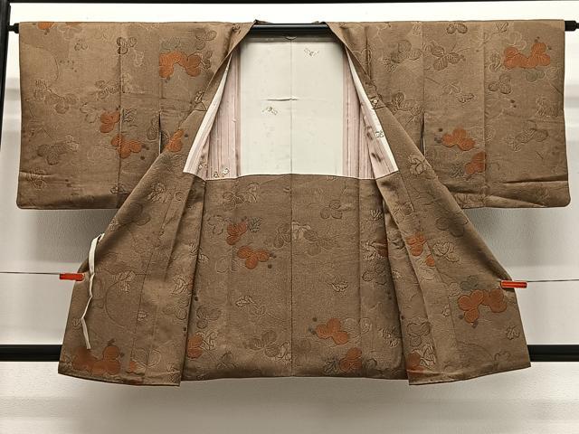 平和屋着物＃道行コート　地紋起こし　葡萄蔦の葉文　正絹　逸品　CABG3620ua