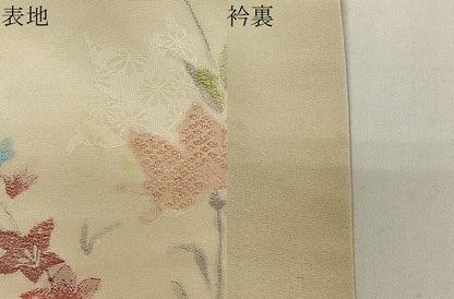 平和屋着物＃羽織　寿光織　草花文　金銀紙　正絹　逸品　CABG3623ua