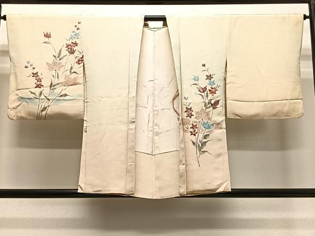 平和屋着物＃羽織　寿光織　草花文　金銀紙　正絹　逸品　CABG3623ua