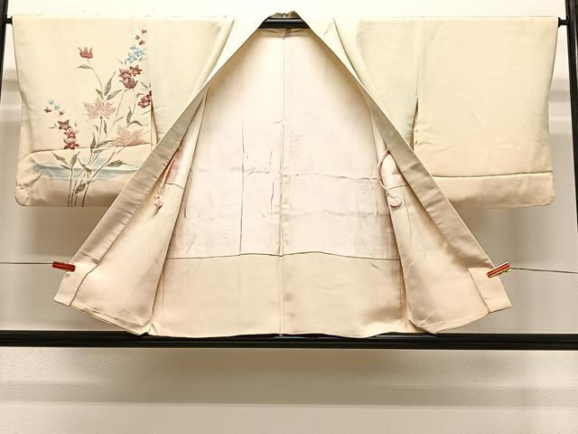 平和屋着物＃羽織　寿光織　草花文　金銀紙　正絹　逸品　CABG3623ua
