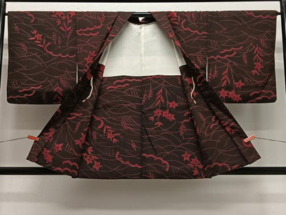 平和屋着物＃羽織　ろうけつ染　草花文　正絹　逸品　CABG3625ua