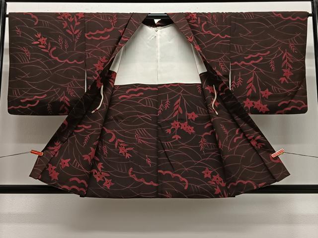 平和屋着物＃羽織　ろうけつ染　草花文　正絹　逸品　CABG3625ua
