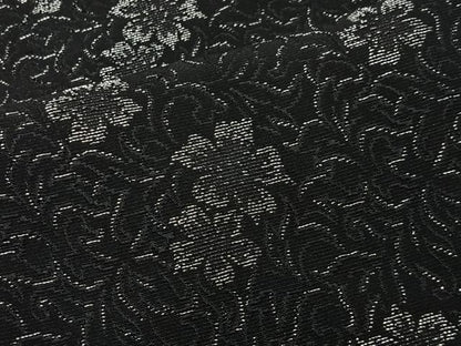 平和屋着物＃羽織　寿光織　草花文　黒地　銀糸　正絹　逸品　未使用　CABG3626ua