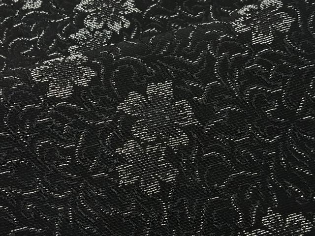 平和屋着物＃羽織　寿光織　草花文　黒地　銀糸　正絹　逸品　未使用　CABG3626ua