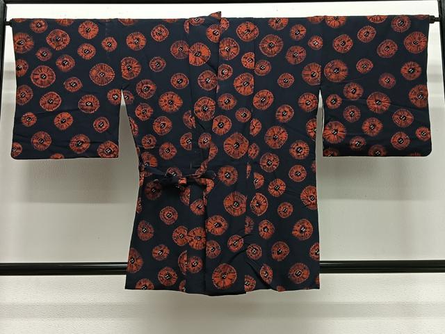 平和屋着物＃道中着　絞り　鹿の子文　正絹　逸品　CABG3628ua
