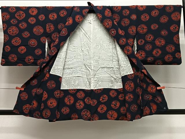 平和屋着物＃道中着　絞り　鹿の子文　正絹　逸品　CABG3628ua
