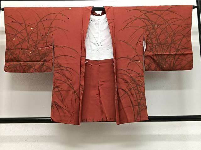 平和屋着物＃羽織　駒刺繍　芝草文　金彩　正絹　逸品　CABG3630ua